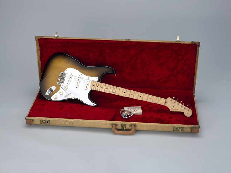 The Fender Stratocaster in its original tweed case, 1954