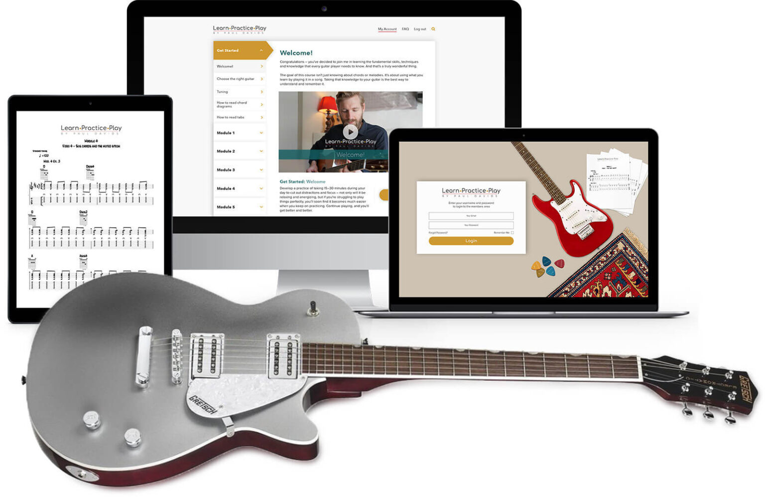 Learn Practice Build Learn, Practice, Play - Paul Davids Beginner Guitar Course